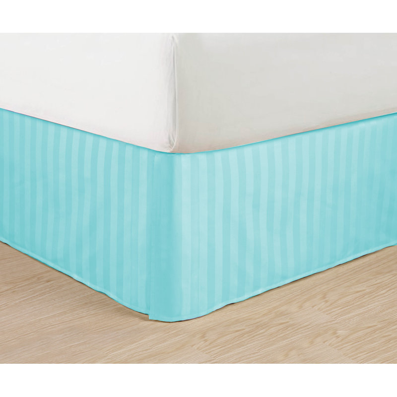 Jupe de lit simple à rayures 14 po Simple Elegance, Aigue-marine, Double