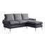 Canapé modulaire gris foncé de 81 po avec méridienne réversible et revêtement en cuir technique de style moderne
