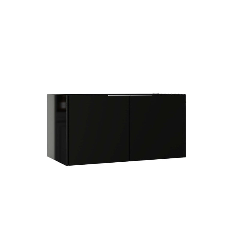 Meuble-lavabo flottant avec portes à fermeture douce et rangement spacieux, Noir