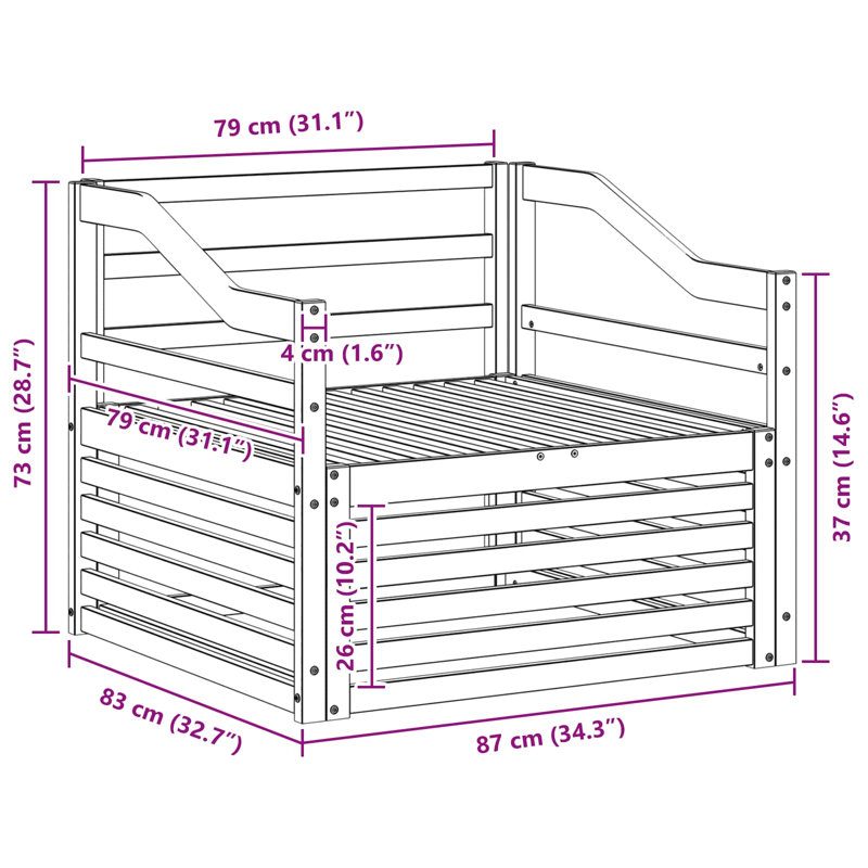 87cm Wide Patio Sectional
