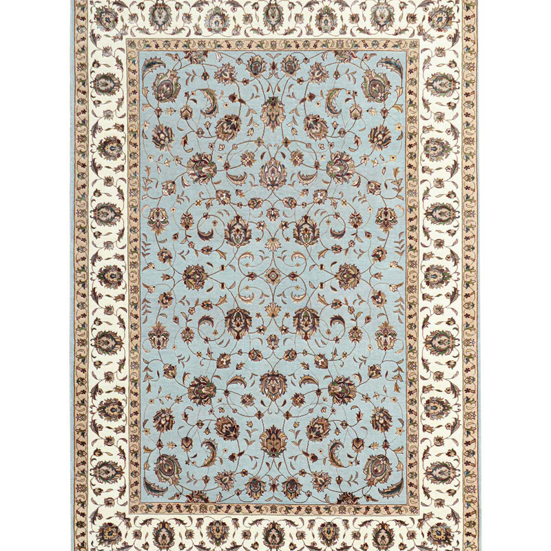 Oriental Area Rug in Light Blue/Ivory, Rectangle 3' x 5'