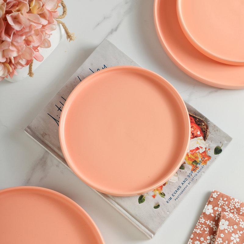 Jennette 6-Piece Salad Plate Set Porcelain, Peach