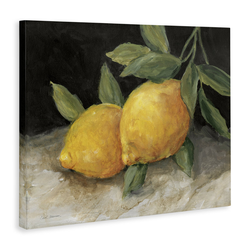 Paire de citrons, nature morte, art mural par Carol Robinson, H 36 po x l 48 po