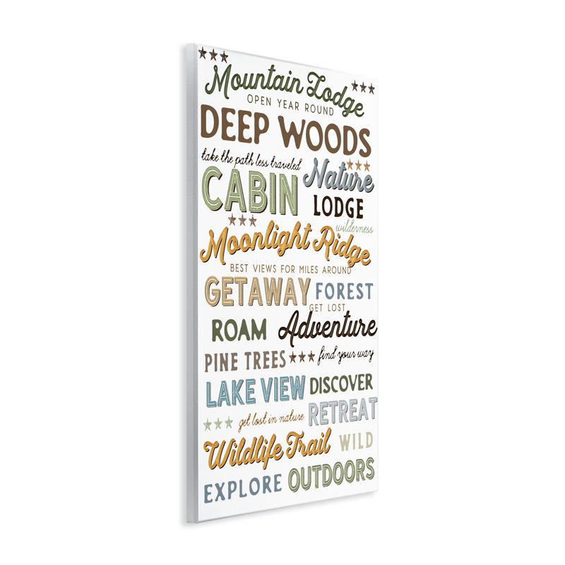 «Mountain Lodge Open Year Round Wall Art» par Jennifer Pugh, H 15 po x l 10 po