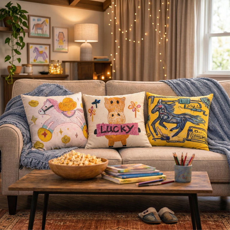 Housse de coussin en peluche Daneey Funny Pony – Coussin en forme de cheval lavable à la machine avec un imprimé ludique | Peluche ultra douce à câliner pour la chambre d'enfant, le canapé, les voyages en voiture et la crèche – Un cadeau attentionné qui apporte de la joie et est facile d'entretien – Ravive l'émerveillement de l'enfance à l'heure du coucher, de la sieste et à tout moment