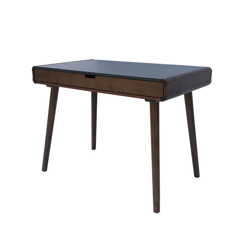 Mid-Century 2-Drawer Writing Desk, Charcoal Gray