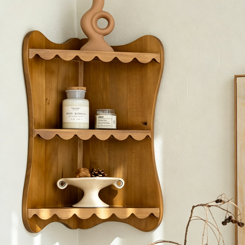 2 tablettes murales en bois massif, présentoir à décor moderne pour chambre à coucher, salle de bain, cuisine, salon