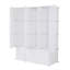 Meuble avec fini blanc, structure en métal, pouvant servir de placard ou de bureau, et étagères. Poids du produit : 8,6 kg.