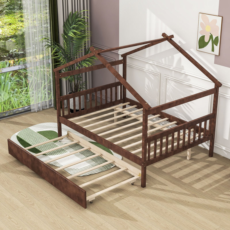 Patchin Wood Daybed with Trundle and Slats, Full, Walnut