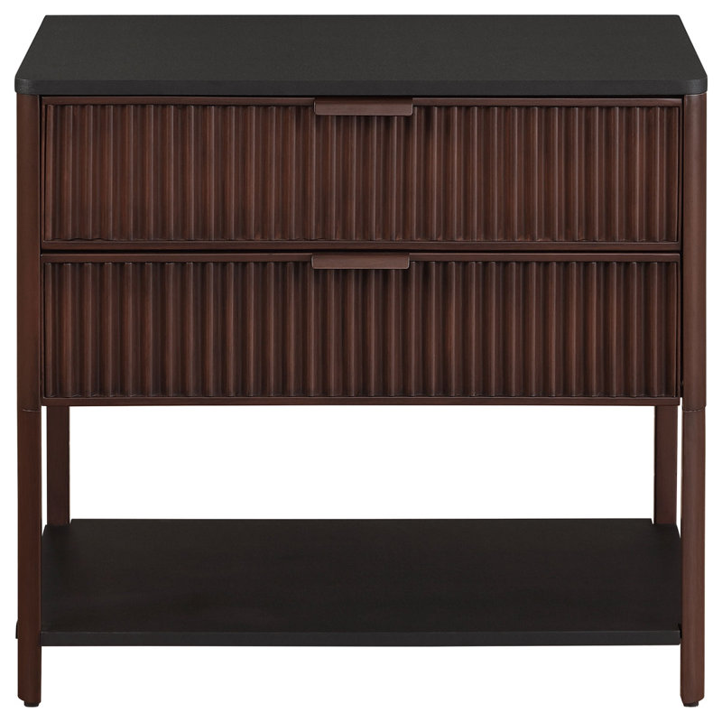 Table d'appoint 2 tiroirs avec tablette Tova