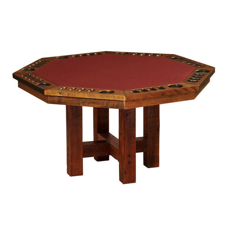 Table de poker à 8 côtés Barnwood - Base en bois