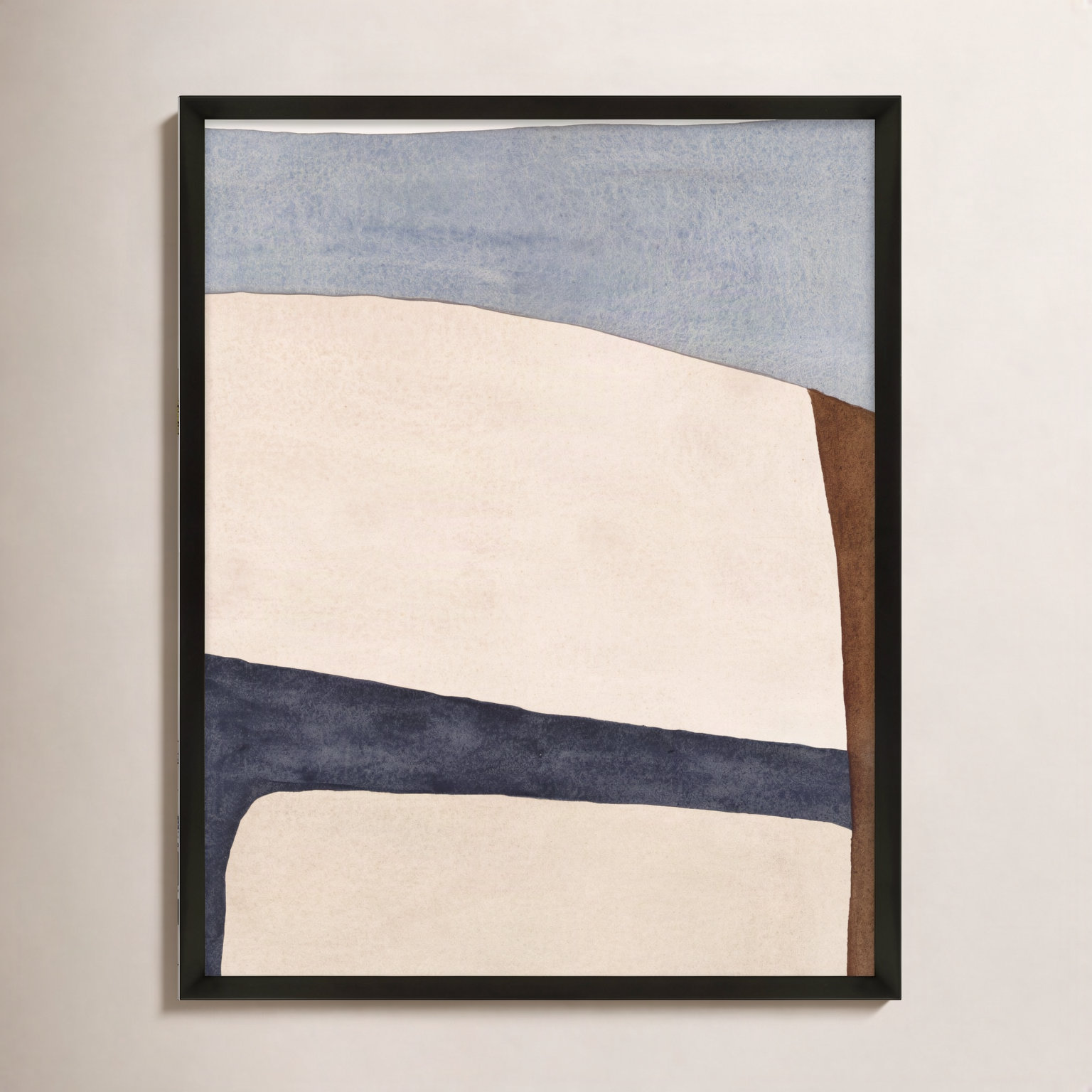 Divided By Blue 1 by Julia Balfour, 20" H x 16" W x 1.25" D, White Framed, Black