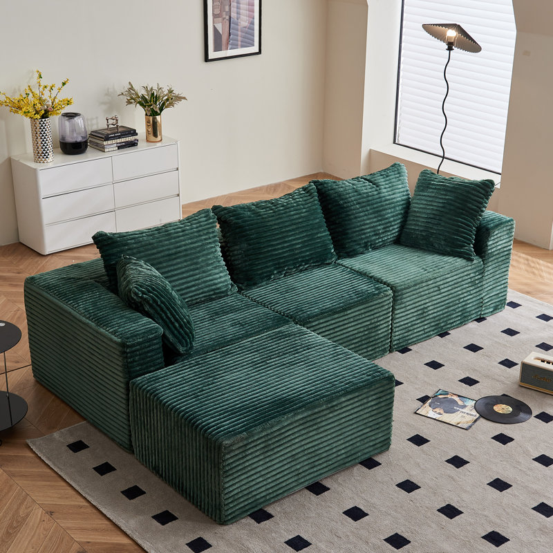 Canapé modulaire réversible de 108 po de largeur sans assemblage requis , Vert