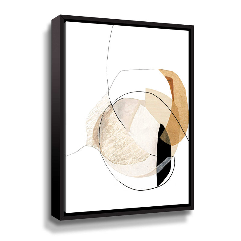 Graphical Shapes 4 - Peinture sur toile, Cadre flottant noir, H 14 po x l 18 po x P 2 po