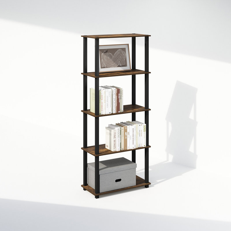 Lynde 3-Tier Multipurpose Stackable Standing Shelves, Set of 2, Amber Pine/Black, 29.6"H x 23.6"W x 11.6"D