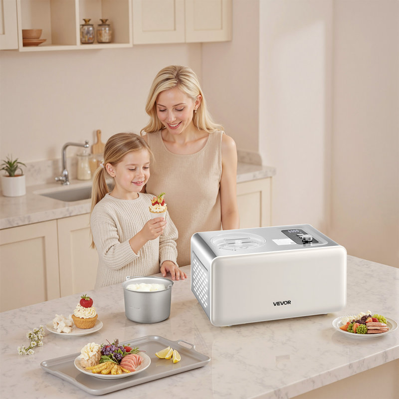2 Quart Automatic Ice Cream Maker with Built-in Compressor No Pre-freezing
