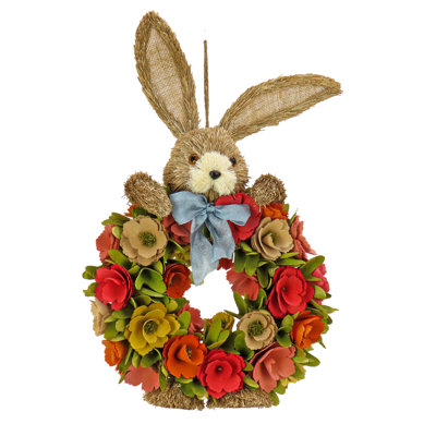 Couronne de fleurs et de lapin 20 po The Holiday Aisle®