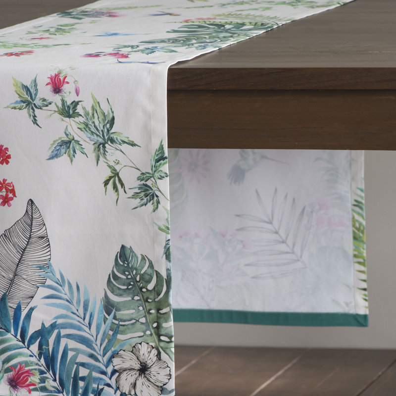 Floral 100% Cotton Table Runner, 72" L x 14.5" W