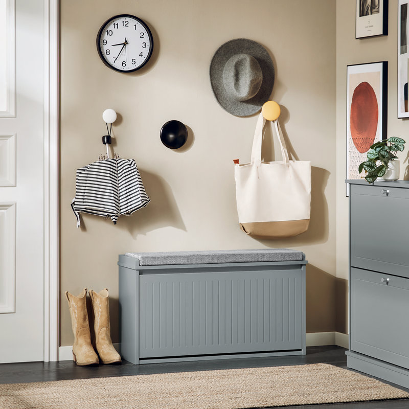 Boehm Polyester Upholstered Storage Bench, Grey