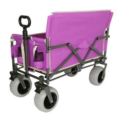 3-In-1 Heavy-Duty  Convertible Folding Wagon Cart With Bench Seat & Storage - 500Lbs, 180L Capacity Utility Wagon, All-Terrain Wheels For Camping, Beach, Sports, Garden, Fish