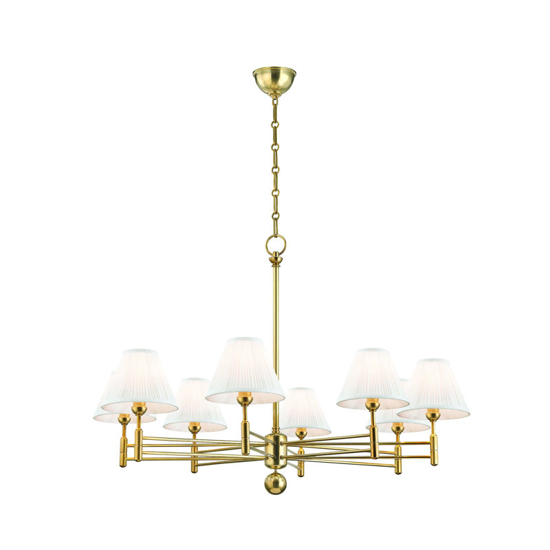 8 - Light Chandelier, Aged Brass
