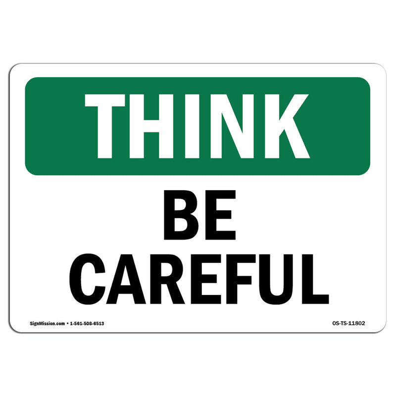 Panneau en aluminium Be Careful 12 x 18, H 12 po x l 18 po x P 0,1 po