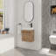 Armoire de salle de bain moderne de 18 po avec lavabo en résine et porte à fermeture en douceur, grande polyvalence de rangement, meuble-lavabo flottant imitation finition chêne, innovation, rangement,-2091509345