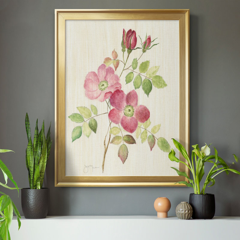 «Dusty Rose I», peinture sur toile encadrée, H 22,5 po x l 30,5 po x P 1,5 po, Or