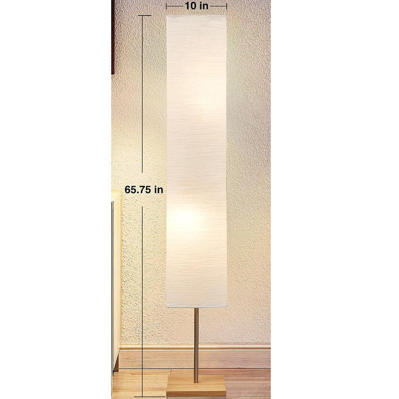 65" White Paper Shade Floor Lamp with Wooden Base