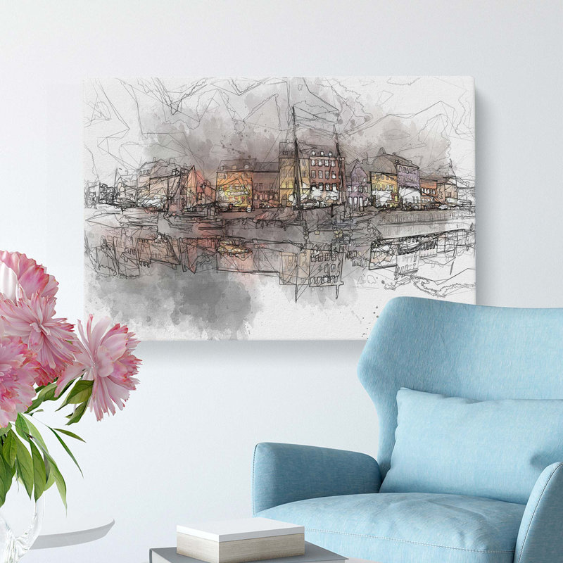 Nyhavn Canal In Denmark In Abstract - Wrapped Canvas Painting, 35cm H x 50cm W x 3cm D