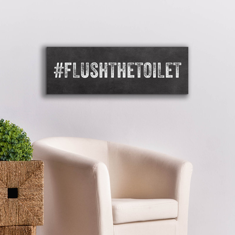 Art mural sur toile "Flush the toilettes" par Linda Woods, H 12 po x l 36 po