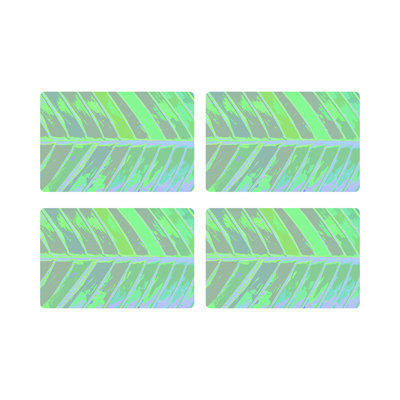 Tropical Leaf Vegan Leather Rectangle Pebble Placemat