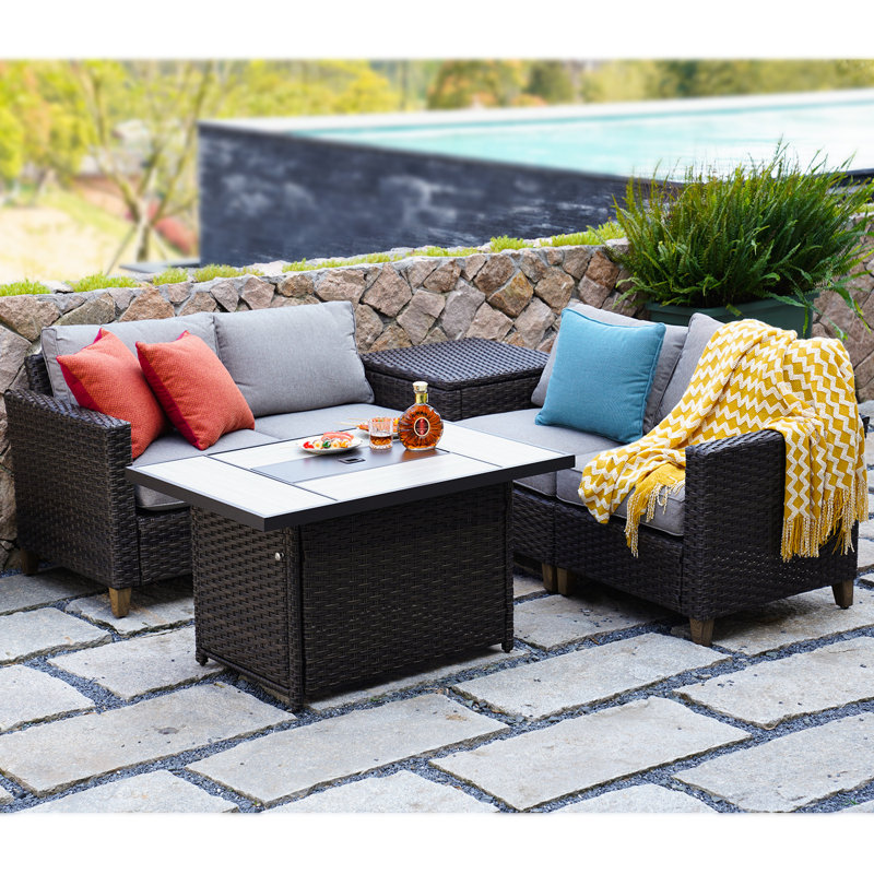 Umeh 4 - Person Patio Conversation Set with Cushions