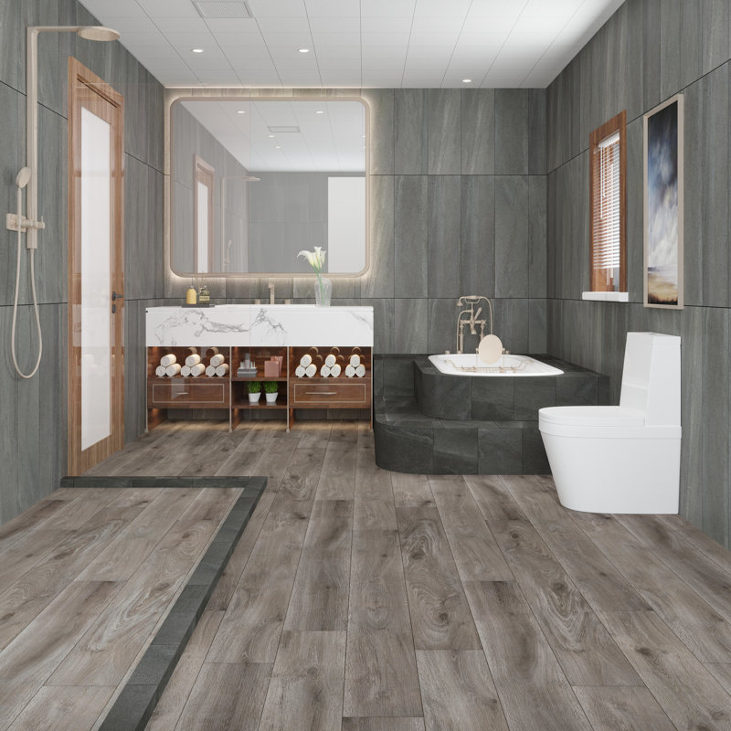 7" x 60" x 6mm Oak Click Lock SPC Luxury Vinyl Plank, Venetian Iron