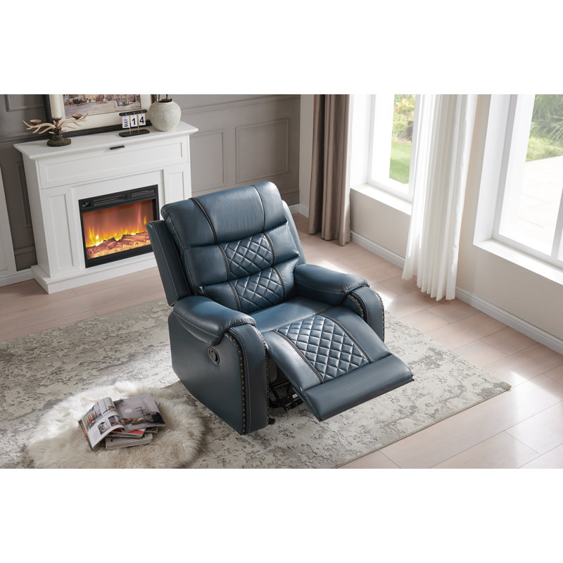 Canapé inclinable simple en similicuir Abba, Bleu