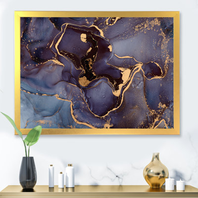 Mauve et or, abstrait fluide de luxe - peinture sur toile