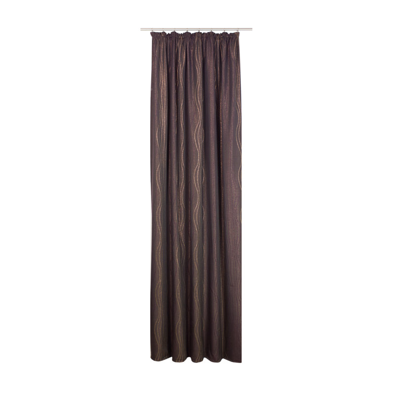 Alderete Pencil Pleat, Single Curtain, opaque, 132cm Width x 245cm Drop, Lilac/Copper colours