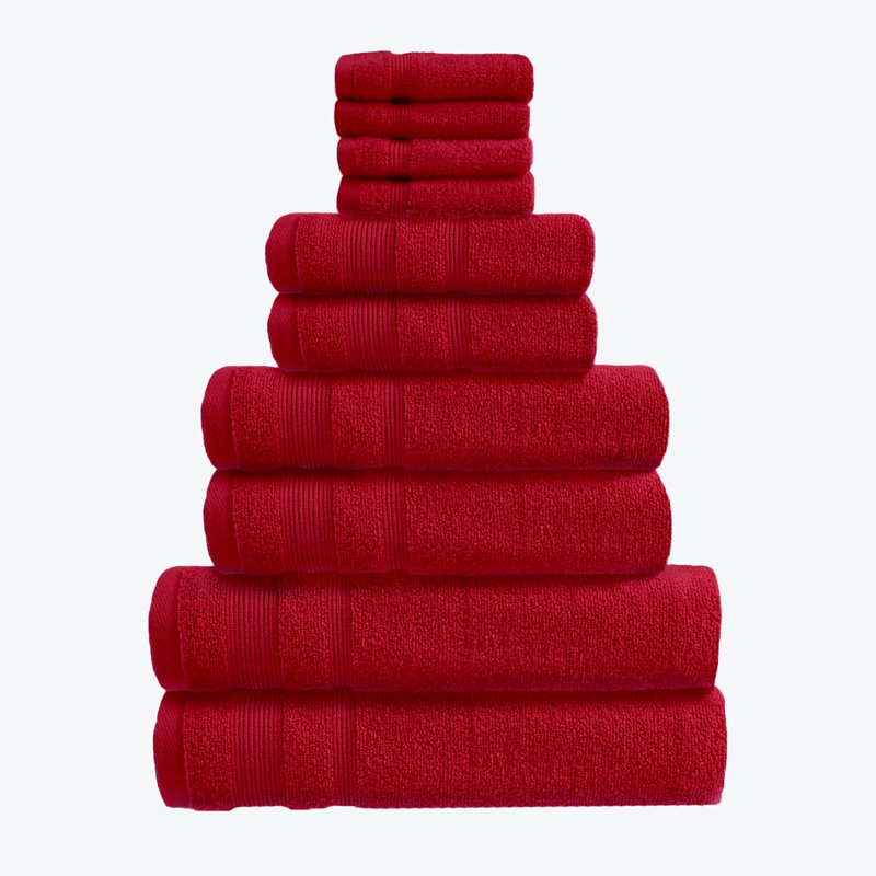 Baljiwan 10 Piece Egyptian-Quality Cotton Bath Towel Bale - Luxury Zero Twist Cotton, Multi-Size, Cranberry