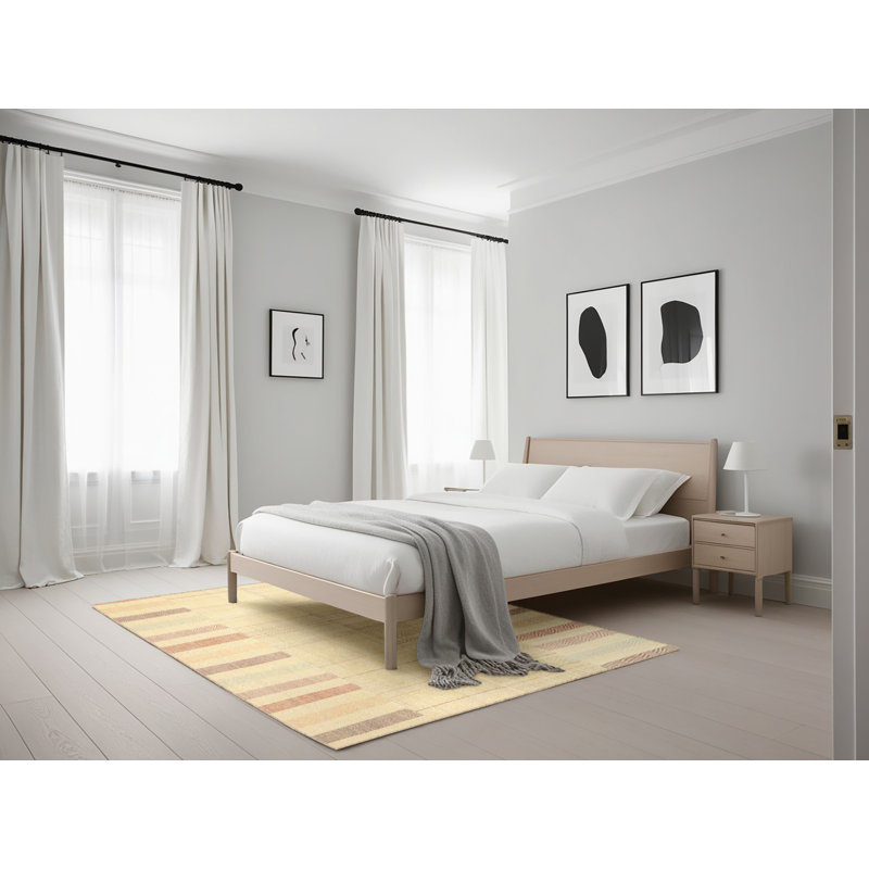 Tapis brun/vert ciel contemporain, Rectangle 5 pi x 7 pi
