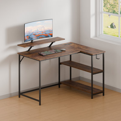 Daniyel Metal Base Computer Desk with Power Outlet