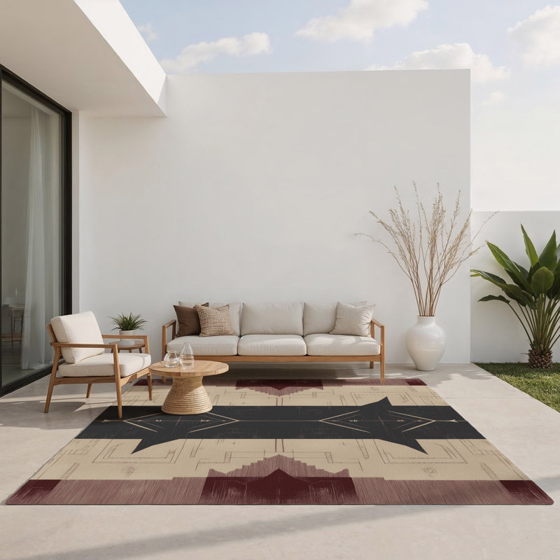 Tapis d'intérieur et d'extérieur Crowned Flourish, Rectangle 1 pi 6 po x 2 pi 6 po