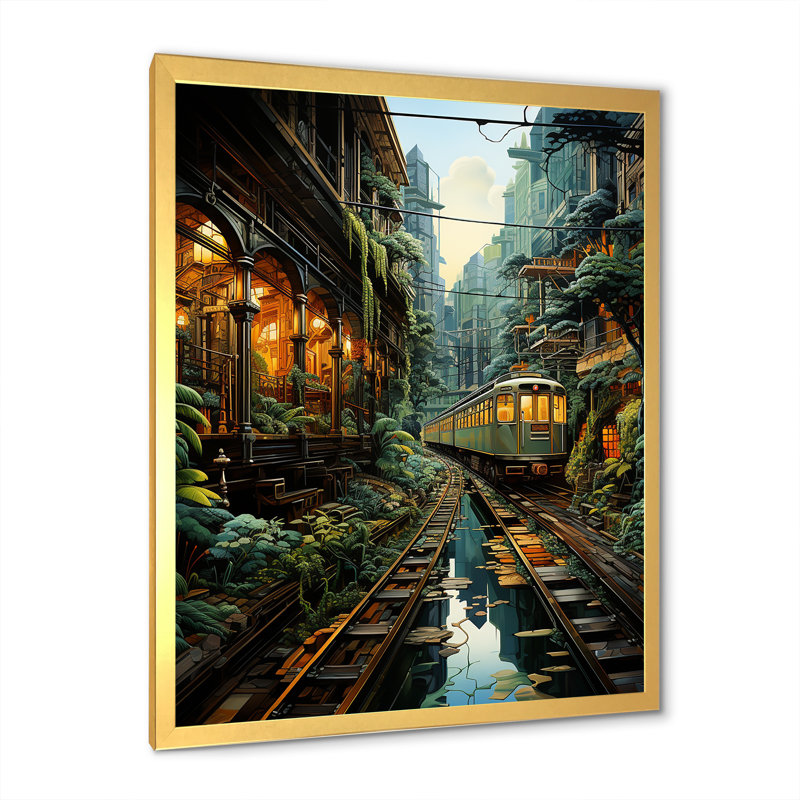 «Luxurious Relaxing Train Journey II», reproduction sur toile, Cadre doré simple, H 20 po x l 12 po x P 1 po