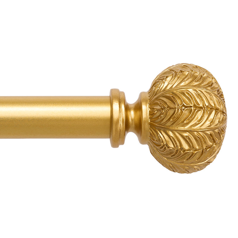Jacarion Adjustable Overall Width x 1'' Diameter Single Curtain Rod, Gold, 28" - 48"