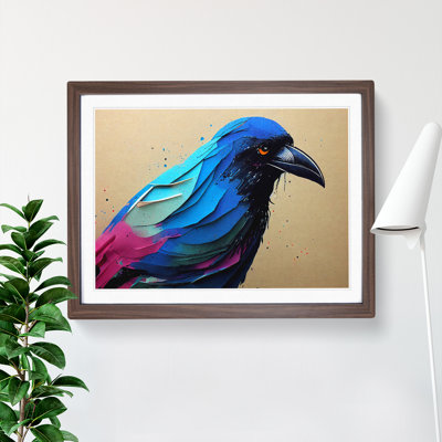 Iconic Crow Bird Abstract 1 Piece Single Picture Frame Painting