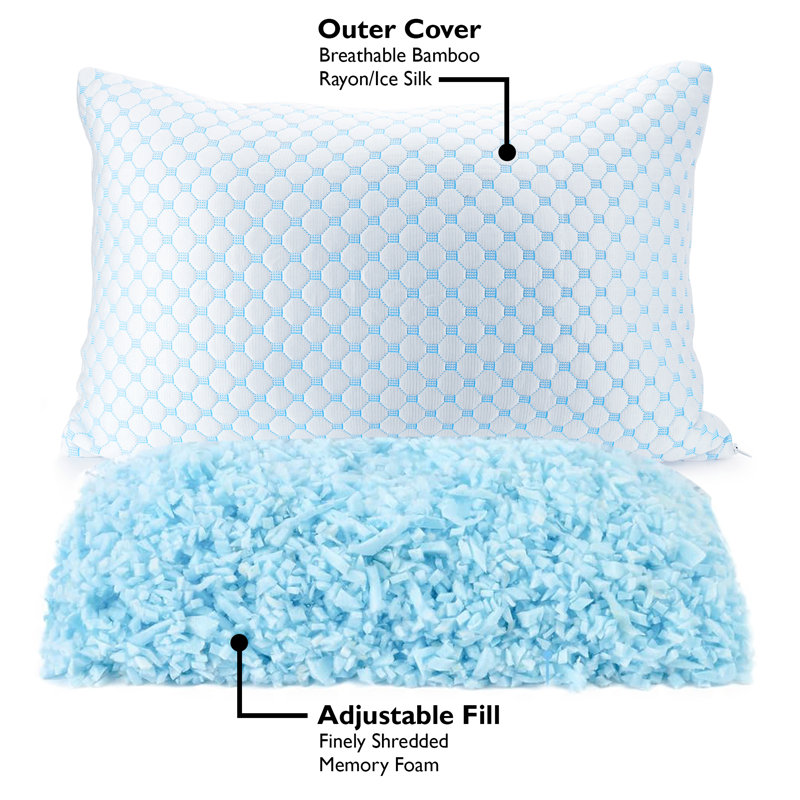 Harrigan Memory Foam Cooling Bed Pillow Firm Support with Cooling Technology, Washable System