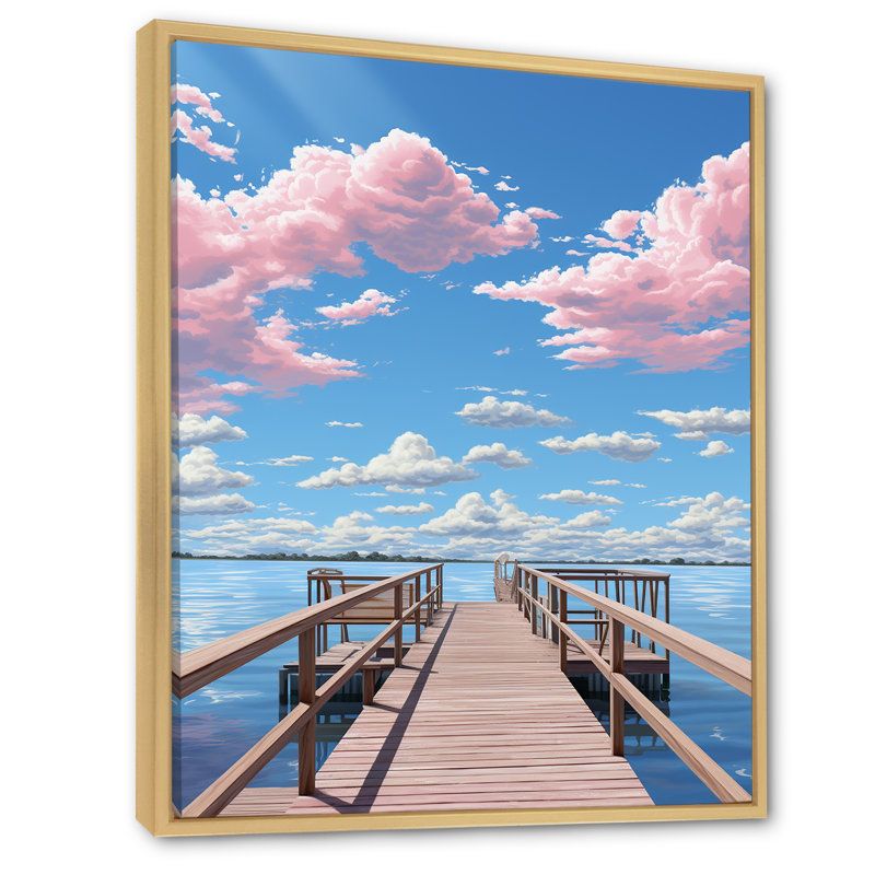 Pier and Dock Coastal V - imprimé, H 20 po x l 12 po x P 1 po, Cadre naturel flottant