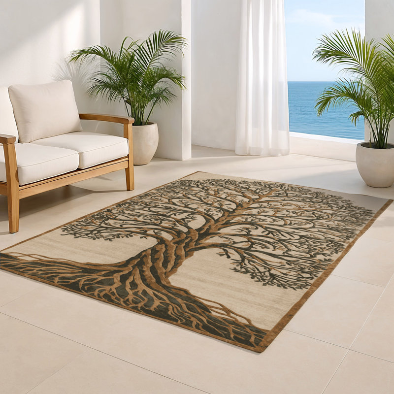Tapis d'intérieur et d'extérieur brun Nature, Rectangle 4pi x 6 pi