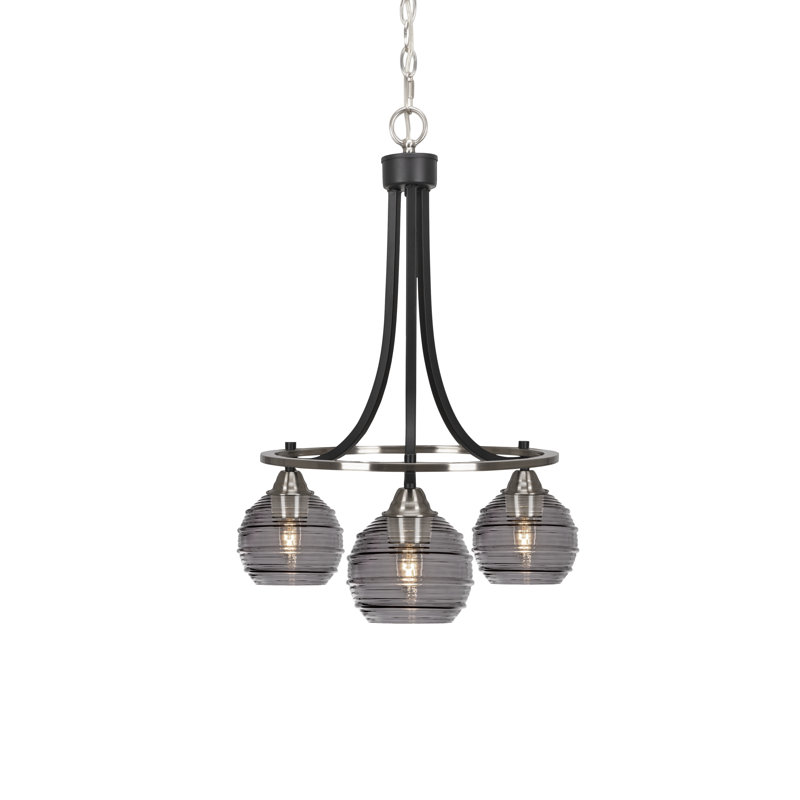 Lustre 3 lumières Ottavia Paramount, Noir mat/nickel brossé, Clair