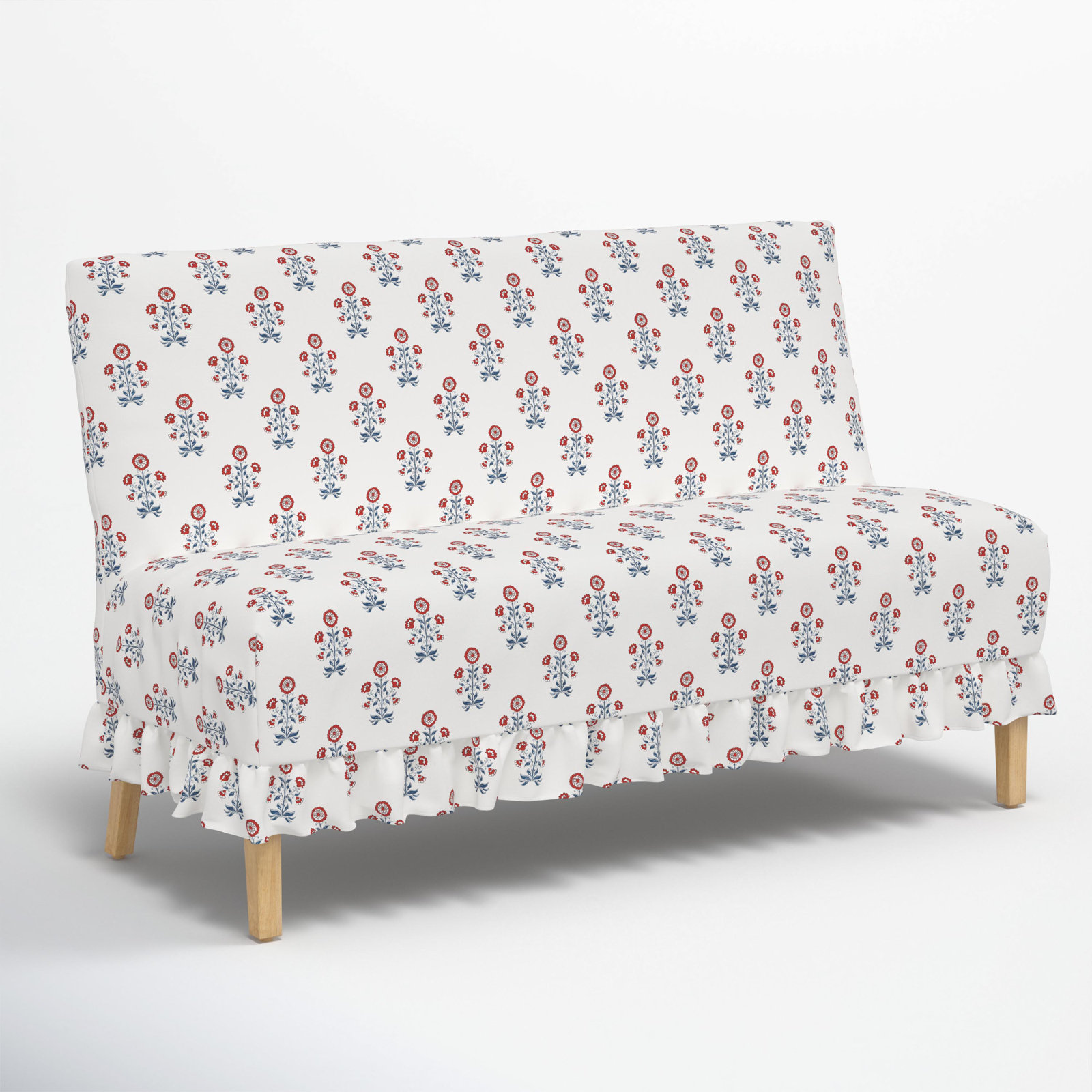 Maggie Slipcover Dining Banquette, Cappy Floral Red