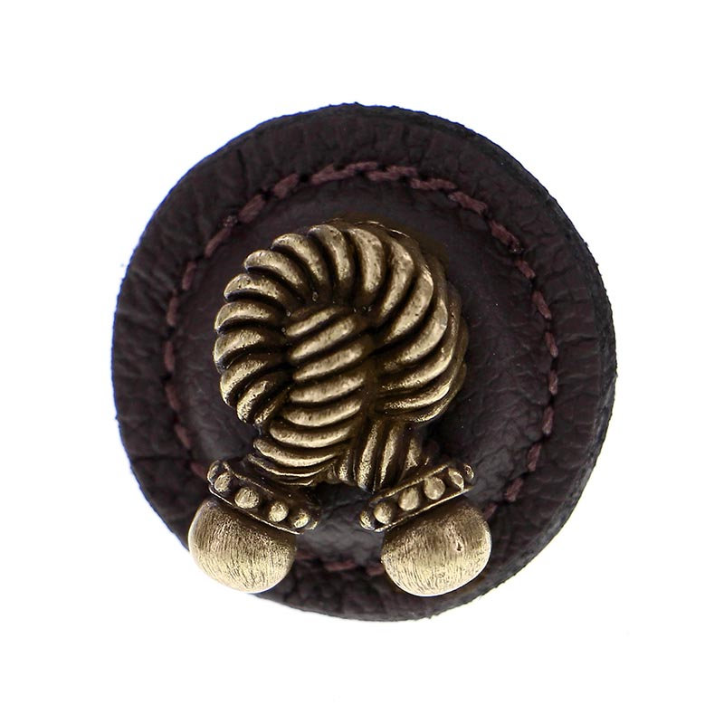 Equestre Mushroom Knob, Brown, Antique Brass